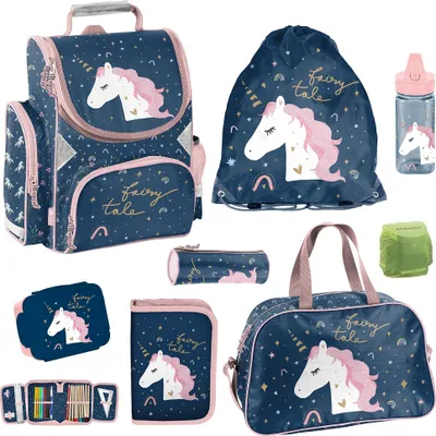 Produktbild von Dívčí školní brašna 1. třída MAGIC UNICORN EINHORN Školní brašna 8dílná sada se sportovní taškou