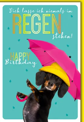 Produktbild von Geburtstag - Karte mit Umschlag - Dackel mit Regenschirm