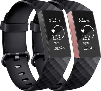 Produktbild von BStrap Silicone Diamond (Large) Armband für Fitbit Charge 3 / 4, black