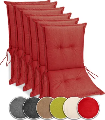 Produktbild von sunnypillow 6 Stück Gartenstuhlauflagen Niedriglehner 100 x 50 x 9 cm  Auflage Polsterauflagen Indoor / Outdoor Stuhlauflage Stuhlkissen  Rot