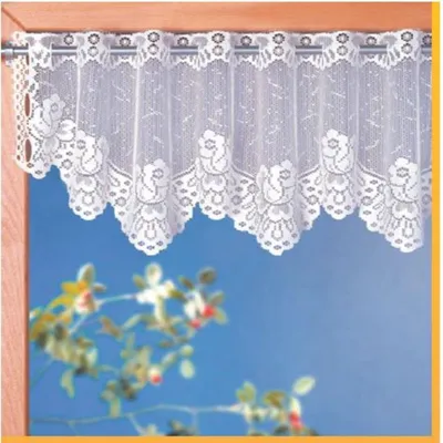 Produktbild von Cafehausgardine „Blumen" weiß - Scheibengardine von Albani: Größe (HxB) 30x155cm