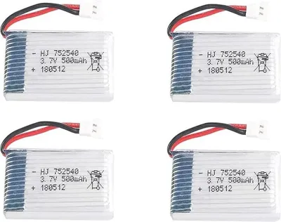 Obrázok produktu pre Sada 4 dobíjacích batérií LiPo 3,7 V 500 mAh | Kompatibilné s RC dronmi Syma X5, Cheerson CX-30W, Skytech M68, Wltoys F949