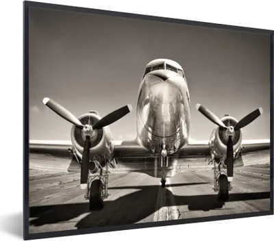 Produktbild von MuchoWow® MuchoWow® Gerahmtes Poster Flugzeuge - Vintage - Propeller 40x30 cm - Poster mit zchwarzem Bilderrahmen - Kunstposter - Wanddekorationen