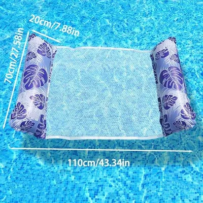 Produktbild von 2-teilige Wasserhängematte mit Netz, 4-in-1 Airbed Pool Erwachsener aufblasbar Pool Liegematratze mit Netz, Pool Spielzeugzubehör für Sessel Pool Matratze, 130x70cm