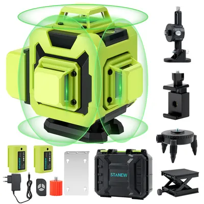 Produktbild von STANEW Kreuzlinienlaser Grün 16 Linien, 4 x 360 °Laser Wasserwaage Selbstnivellierend,Linienlaser kreuzlaser Baulaser für Innenbereich Baustelle, 2 x2400mAh Wiederaufladbare Batterie