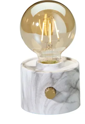 Produktbild von Vintage Akku Glühbirne Edison LED Tischlampe USB-C dimmbar mit Drehschalter – moderne Dekoration Marmor