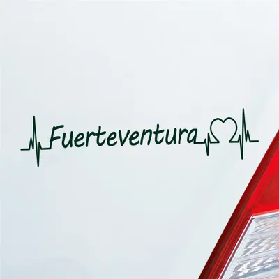 Produktbild von Auto Aufkleber Fuerteventura Puls Herzschlag mit Insel Motiv 19x4 cm Dunkelgrün Sticker Heckscheibenaufkleber
