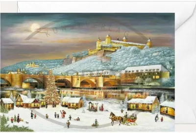 Productafbeelding van Weihnachtsklappkarte Würzburg Mainufer Stadtmotiv mit Umschlag