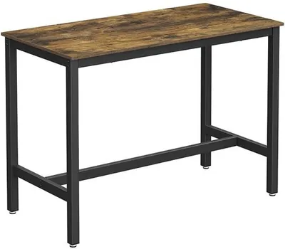 Image de Table haute Deluxe - Rectangulaire - Industrielle - Table de bar pour l'intérieur & l'extérieur - Métal et bois - 120x60x90cm