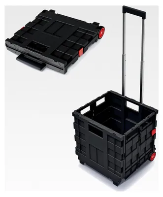 Produktbild von Klappwagen Werkzeugkoffer Zusammenklappbarer Transportwagen mit Teleskopgriff aus Aluminium, Schwarz