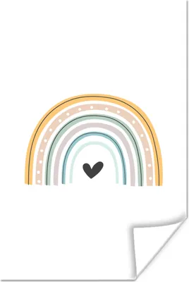 Produktbild von MuchoWow® Poster Regenbogen - Herz - Tupfen - Pastell - Kinder 40x60 cm - Plakate für die Wand - Poster Babyzimmer