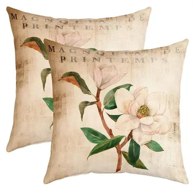 Zdjęcie produktu dla Poszewki na poduszki "Jasmin Floral", wzór kwiatowy, 60x60 cm, zestaw 2 sztuk, kolor biały i zielony