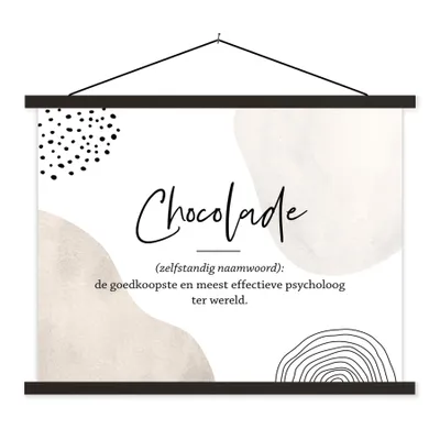 Produktbild von MuchoWow® Textilposter Sprichwörter - Schokolade - Zitate - Wörterbuch - Definition Schokolade 150x113 cm mit holzfarbenen Rahmen - Poster