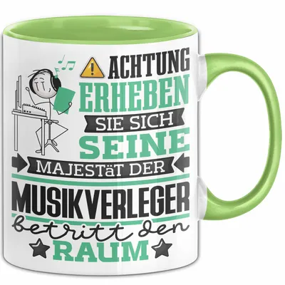 Produktbild von Musikverleger Geschenk Tasse Lustiger Spruch Erheben Sie Sich Der Musikverleger Betritt den Raum (Grün)