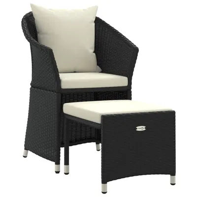 Produktbild von vidaXL 2-tlg. Garten-Lounge-Set mit Kissen Schwarz Poly Rattan