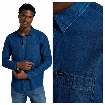 Produktbild von Lee | Herren Jeanshemd Sure Shirt blau Baumwolle Denim Regular Fit Größe S