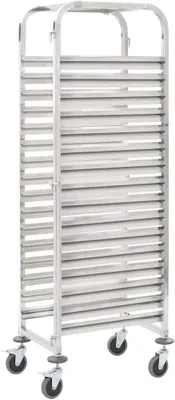 Produktbild von Tablettwagen aus Edelstahl für 16 Tabletts, 38x55x163 cm