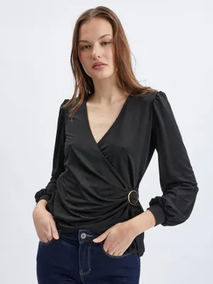 Produktbild von Orsay Schwarze Wickelbluse für Damen 630039-660000__S