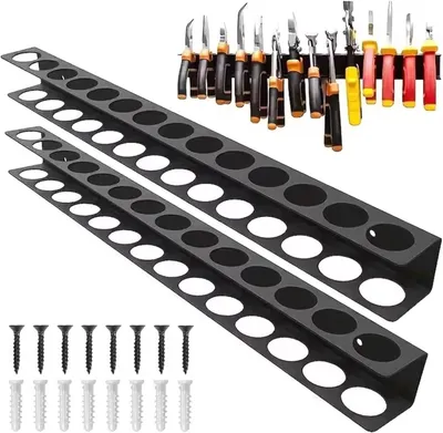 Productafbeelding van Tanghouder Wandmontage - Gereedschap Organizer - Werkplaats Orde - Dubbellaags Ontwerp - 2 Stuks 40 cm - Zwart