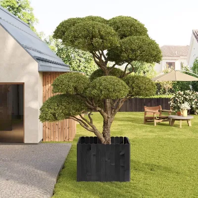 Produktbild von Happiq Flexible Holzrasenkante – Gartenbord 203x35x1,4 cm – Rasenkante für Beete, Wege & Außendekoration – Schwarz