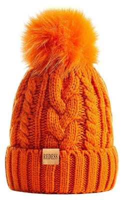 Productafbeelding van Damen wintermuts, beanie, warm, gevoerd, stijlvol, fleece, oranje