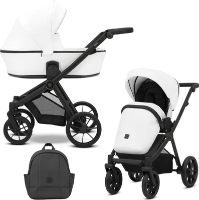 Immagine prodotto di Carrozzina Kunert BRAV 2in1 in ecopelle bianca con telaio nero, ruote in gel e design moderno