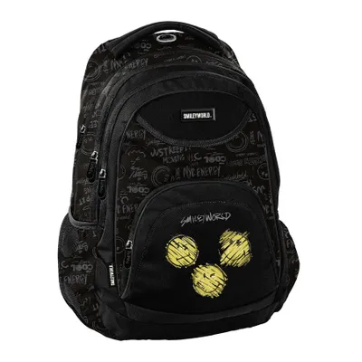 Produktbild von PASO Jugend-Schulrucksack für Mädchen Jungen SMILEY schwarz