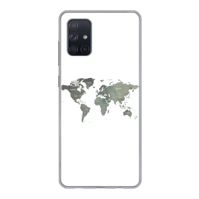 Produktbild von MuchoWow® Handyhülle Schutzhülle Hülle für Samsung Galaxy A51 Weltkarte - Grün - Weiß Silikon Softcase Handy Hülle - Schutzabdeckung