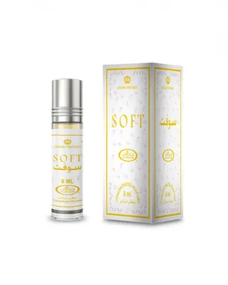 A bottle of Al-Rehab Roll On Parfumöl SOFT 6ml and its packaging are displayed against a white background.