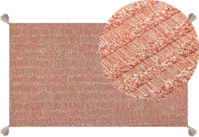 Obrázek produktu pro BELIANI Koberec Červený Bavlna 80 x 150 cm Obdélníkový ručně všívaný geometrický vzor Boho