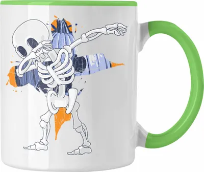 Produktbild von Trendation - Halloween Tasse Kürbis Dekoration Becher Dabbing Skelet (Grün)