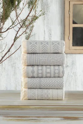 Immagine prodotto di Mijolnir, Maya - Grigio chiaro, set di asciugamani (5 pezzi), grigio chiaro, 100% COTONE, 38 x 65 cm