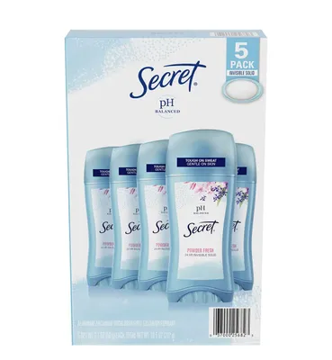 Produktbild von Secret Invisible Solid Deodorant, Powder Fresh (2,6 oz, 5 Stück) by Secret