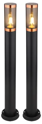 Produktbild von 2x Stehleuchte, Edelstahl, schwarz, rauch, Kupfer, H 80 cm