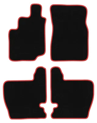Productafbeelding van Velours automatten voor Daewoo Musso 1993-2005 (SUV) – 4-delig, zwart/rood, op maat – Wielganizator CARLUX