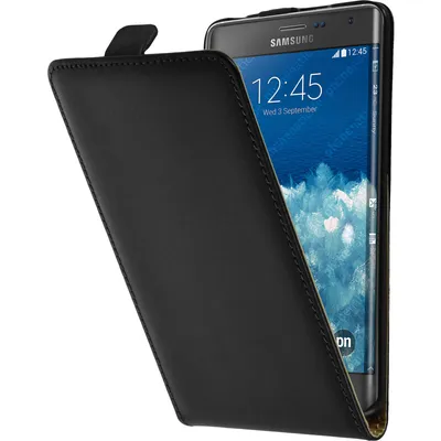 Produktbild von PhoneNatic Kunst-Lederhülle kompatibel mit Samsung Galaxy Note Edge - Flip-Case schwarz Cover