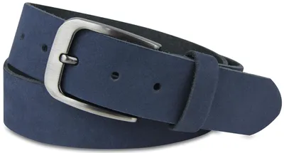 Produktbild von Fomax Ledergürtel Stilvoller Herren Veloursledergürtel, 3,8 cm breit mit edler dunkelsilberner Schließe, Navy, Größe 95