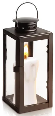 Laterne aus Glas und Metall, 24 cm, schwarz, für Teelichter