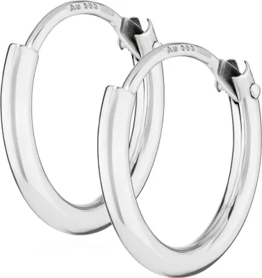 Produktbild von Paar 585 Weißgold Creolen Ohrringe Ohrschmuck Rund Goldohrringe 11mm 2571