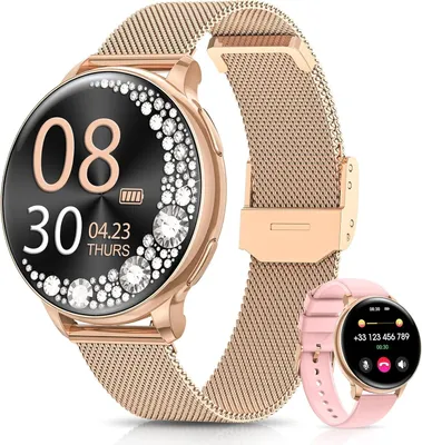 Produktbild von Smartwatch Damen, 1.27" mit Telefonfunktion, 24H SpO2 Pulsuhr, Fitnessuhr mit Schlafmonitor, 126 Sportmodi Schrittzähler IP68 iOS Android