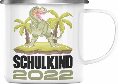 Produktbild von Trendation - Einschulung Junge Geschenk für Schultüte Füllung Emaille Tasse Schulstart 1 Schultag Schuleinführung Schulanfang Geschenkidee Schulkind Jungs 2022 (Silber)