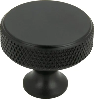 Produktbild von Schwarzer runder Möbelknopf aus Aluminium – Klassische, matte Oberfläche für Schränke, Schubladen und Kommoden, Durchmesser 30 mm, langlebig und stilvoll.