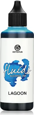 Immagine prodotto di 100 ml Octopus Fluids Alcohol Ink LAGOON, inchiostro ad alcool per arte fluida e resina, blu