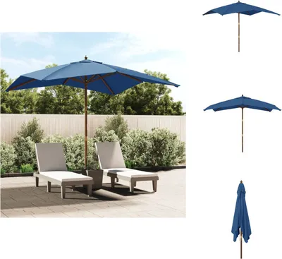 Zdjęcie produktu dla vidaXL Parasol z drewnianym drążkiem lazurowy niebieski 300x300x273 cm - Parasole i parasole przeciwsłoneczne