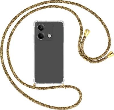 Produktbild von Handykette Backcover-Schutzhülle mit Band (Metall goldfarben) für Xiaomi Redmi Note 13 5G - braun+beige