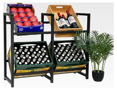 Produktbild von Getränkekistenregal für 4 Kisten, Schwarz, Metall, Stehend