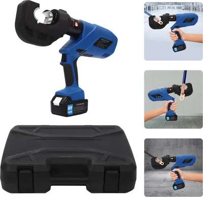 Image de Pince à sertir hydraulique - Outil de sertissage hydraulique sans fil - Force de sertissage 120 kN - Rechargeable - Kit avec 12 mâchoires de sertissage - Couleur naturelle