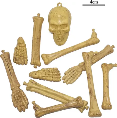 Produktbild von 11-tlg. Halloween Skelett Deko-Set (Knochen & Totenkopf)