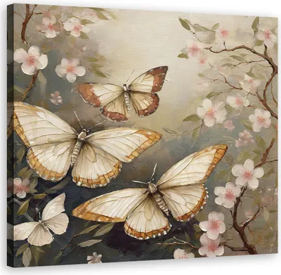 Immagine prodotto di Quadro su tela Farfalle Natura Botanica Beige 30x30 Feeby Beige quadro per la parete pronto da appendere