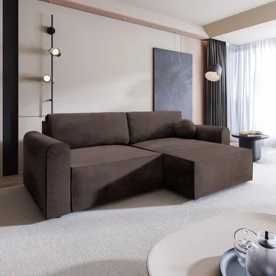 Produktbild von Masseno Ecksofa FIANO M mit Schlaffunktion L-Form, Sofa mit Bettkasten, Wohnzimmersofa, Couch, Soffa, Bettsofa, Couchgarnitur- Braun, MONOLITH 29